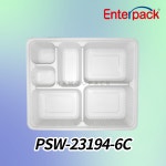 PSW-23194-6C 엔터팩 실링용기 600개 화이트 6칸 용기 반찬 도시락 배달 포장 : 나무팩