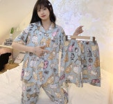S0072 토리잠옷 멋쟁이 고양이3피스 사계절 잠옷세트 홈웨어 : 모아하루