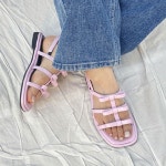[G1457] 여성 뮬 리본 스트랩 플랫샌들 : 새로이클라쓰