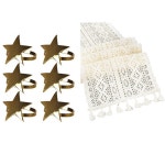 플리마켓테이블보 행사용테이블보 다섯개 별 냅킨 링 코튼 크로 셰 뜨개질 빈티지 테이블 러너 및 가있는 크리스마스 냅킨 링 : 자니워니2