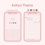 [안드로이드/iOS 카카오톡 테마] 체크 곰돌이 핑크 카톡 테마 : 로터