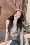 여름 니트 조끼 아우터 민소매 목 멜빵 이너 쇼트 부분 컬러 스트라이프 탑 : 수수SUSU