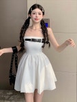 여리여리 원피스 튜브 탑 여름 등이없 벨트 하이 꽃 봉오리 스커트 라인 : 수수SUSU