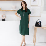 우일 여성 인견 무지 반팔 원피스 중년 마담 아줌마 엄마옷 : 모아바바