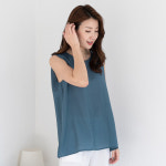 우일 여성 여름 인견 민소매 나시 티셔츠 중년 엄마옷 블라우스 상의 마린블루, 2XL : 모아바바