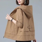 어머니옷 중년여성의류 아줌마옷 캐주얼 짧은 코트 여성 의류 봄 가을 긴 소매 느슨한 후드 재킷 중년 엄마 겉옷 G2488 : 행나집4