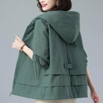 어머니옷 중년여성의류 아줌마옷 캐주얼 짧은 코트 여성 의류 봄 가을 긴 소매 느슨한 후드 재킷 중년 엄마 겉옷 G2488 : 행나집4