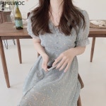 레드 핫 우먼 빈티지 드레스 원피스  디자인 슬림 A 라인 템퍼러먼트 레이디 쉬폰 꽃 프린트 롱 J0296-46494 : 김앤손컴퍼니