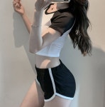 여성 숏팬츠 3부 트레이닝 돌핀 허리밴딩 여름 하이웨스트 요가 여행룩 캠퍼스 바캉스룩 : 라라루엠