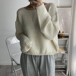 뜨개진 여성 루즈핏 양두 입술 보트넥 니트 워너라운드 : 뜨개진