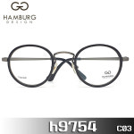 함부르크디자인안경 h9754 (50mm) C03 가벼운 라운드 솔텍스 블랙/엔틱그레이 : LUXEYEWEAR