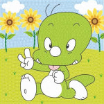 둘리 보석십자수 캔버스형 둘리와 해바라기 25X25 DLD-2525-31 : ABLESHOP