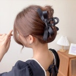 엘리자베스 블랙 빅리본 헤어핀 집게핀 : 슈슈뽀또몰