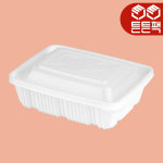 JH 사각찜용기 소 백색 100세트 J2 고강도 일회용 포장 : 튼튼팩