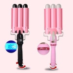 고데기 매직 3 배럴 세라믹 헤어 컬러 트리플 웨이버 LCD 전문 살롱 최신 디자인-183 : 기드온300