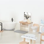 몬테소리 나무 미니어처 인형의 집 가구 액세서리 키트 인스타그램 스타일 거실 침실 주방 욕실 모조 게임 : 시아직구몰