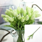 피어나 한송이 튤립 조화 그린 원예 화환 : 아르우라오