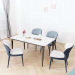 견고한 천연 세라믹 4인가족 식탁 테이블 의자 풀세트 일상 인조대리석 : 누리스마일