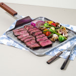 핀란디아 통3중 스텐 사각 그리들팬 28cm /우드핸들/고기불판/감성샷/캠핑/닭갈비팬 : 행남자기 티앤에스