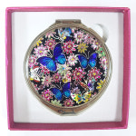 한국 전통 자개 나전칠기 휴대용 양면 손거울(소) 파랑 나비 외국인 기념품 단체 선물 : 국제선물