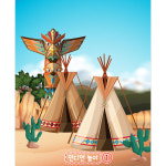 D3017 / 유치원 어린이집 캠핑 인디언 현수막 캠프 놀이 배경 포토존 1회 수정 가로형 소 : 파티붕붕