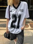메탈 21 브이넥 져지 반팔티 (3 color) : 디퍼댄블루