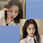 집앞 외출 데일리 유니크한 슬림테 작은얼굴효과착시 소두안경 블루라이트차단 유행 안경테 : 유유-스토어