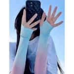 자외선차단  여성쿨토시 여름팔토시 손등쿡토시 쿨팔토시  얇은 실크 등산 골프  운전  스포츠 장갑 : 아우라상점