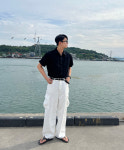 남자반팔셔츠 남자여름셋업 남친룩 데이트 스트링 린넨 셔츠 : YULL