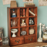 빈티지 엔틱 원목 미니 거실 수납 유리 향수 소형 작은 예쁜 장식장 진열장 : 마음결