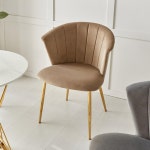 엘레강스 라운드 벨벳 골드 등받이 카페 의자(4색) 1인 예쁜 안락 명품 : 자르파라