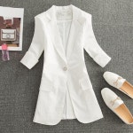 여성블레이저 크롭자켓 흰색 작은 정장 재킷 여성  봄 새로운 캐주얼 모든 경기 외국 스타일 부 소매 얇은 양복 : 램프의요정510