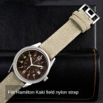 갤럭시워치줄 시티즌용 캔버스 시계 스트랩 부드럽고 편안한 나일론 표면 천연 가죽 밑창 해밀턴 H6893 밴드 20 22mm : 시장여왕