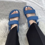 [h1724] 여성 스트랩 이선 샌들 데님 벨크로 찍찍이 여름샌들 : 새로이클라쓰