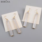 Borosa 5/10 pairs 길드 사각형 투명 selenite 드롭 귀걸이 쥬얼리 레이디 천연 보석 선물로 g1777 : 아누누몰