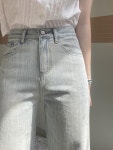하이웨스트진 밝은 색상 좁은 스트레이트 청바지 여름 키가 큰 긴 바지 : 런던시골총각