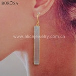 Borosa 5/10 pairs 길드 사각형 투명 selenite 드롭 귀걸이 쥬얼리 레이디 천연 보석 선물로 g1777 : 아누누몰