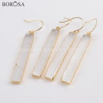 Borosa 5/10 pairs 길드 사각형 투명 selenite 드롭 귀걸이 쥬얼리 레이디 천연 보석 선물로 g1777 : 아누누몰