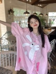 루즈핏 원피스 50대를 업 자수 입체 토끼 퍼프 슬리브 : 런던시골총각