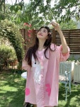루즈핏 원피스 50대를 업 자수 입체 토끼 퍼프 슬리브 : 런던시골총각