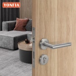 YONFIA 700301 모던 스테인레스 스틸 304 도어 핸들, 원형 튜브 입구, 인테리어 레버, 문 잠금 침실 목재 : 나신사