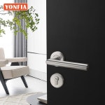 YONFIA 700301 모던 스테인레스 스틸 304 도어 핸들, 원형 튜브 입구, 인테리어 레버, 문 잠금 침실 목재 : 나신사