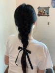 여리여리 공단 롱 리본 머리끈 자동핀 똑딱핀 골프 헤어끈 6color : 아르테 A r t e