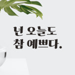 레트로 폰트 레터링 스티커 넌 오늘도 참 예쁘다 예쁜 글귀 매장 가게 거울 LG-016S검정 : 어썸투데이
