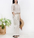 여자 린넨 와이드 팬츠 밴딩 편안한 여름 시원한 통바지 마바지 : 모다49