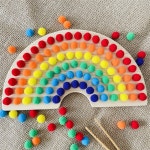 몬테소리 유아 레인보우 보드 오픈 엔드 플레이 학습 색상 분류 감각 나무 어린이 미세 운동 활동 장난감 Oyuncak : 시아몰직구