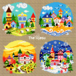 [십자수도안] SD-G 포시즌빌리지 Four Seasons Village 49x11cm (직사각아크릴액자) : 더십자수