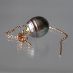 14 k 타이티 바로크 남양 흑진주 롱체인 귀걸이 드롭형 : 엘린쥬얼스