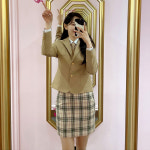 (택배대여) 베이지체크 H라인 치마 졸업사진 커플교복 교복데이트 졸사 놀이공원 유니폼 : 교복몰 - 구매 대여 제작