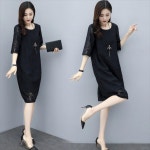 레이스 5부 소매 원피스 여름 슬리밍 스트레이트 스커트 : 보스톤언니